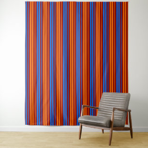Tapete De Parede Design de Listras Verticais Laranja Vermelho Azul