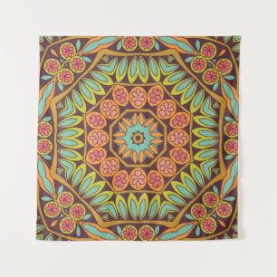 Tapete De Parede Design de ornamento floral abstrato brilhante.