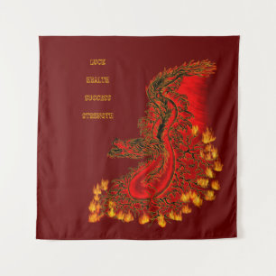 Tapete De Parede Design de ouro e vermelho do Dragão da China