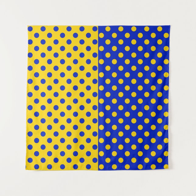 Tapete De Parede Design de Padrão de Bolinhas Amarelo Half Azul (Frente)