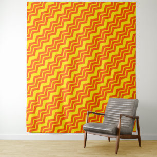 Tapete De Parede Design de padrão de chevron laranja e amarelo