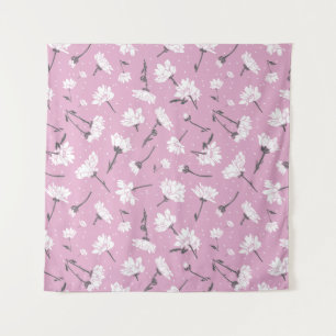 Tapete De Parede Design de Padrão Floral Rosa - Arte Flor Elegante