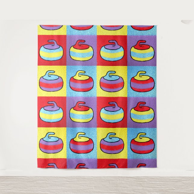 Tapete De Parede Design de Pedra de Curling Pop Art (Frente)