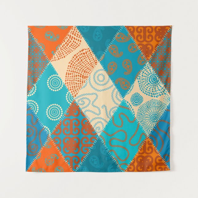 Tapete De Parede Design de pintura sem costura indiana. (Frente)