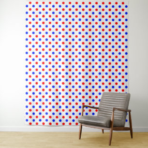 Tapete De Parede Design de Pontos Brancos Vermelhos e Azuis
