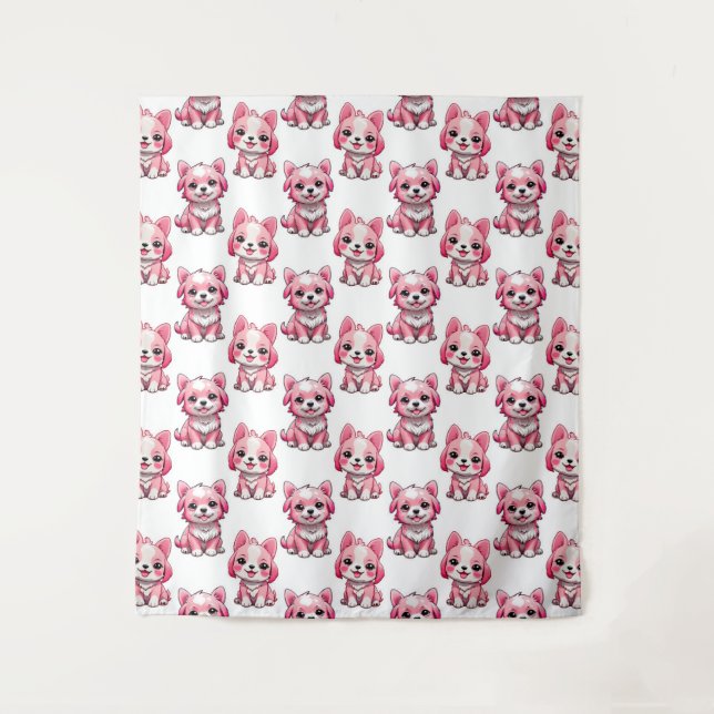 Tapete De Parede Design de Puppy Dog Patterno - branco (Frente)