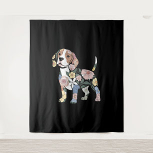 Tapete De Parede Design de Silhueta de Beagle Florido