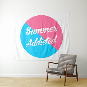 Tapete De Parede Design de Verão viciado, rosa e azul