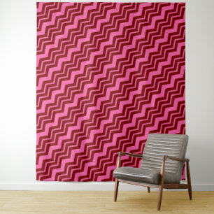 Tapete De Parede Design de Ziguezague Chevron Vermelho Marrom Rosa 