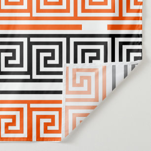 Tapete De Parede Design do Padrão de Frete Grego Preto Laranja