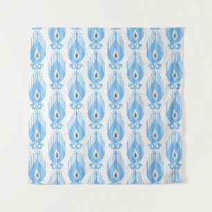 Tapete De Parede Design do padrão Ikat branco azul