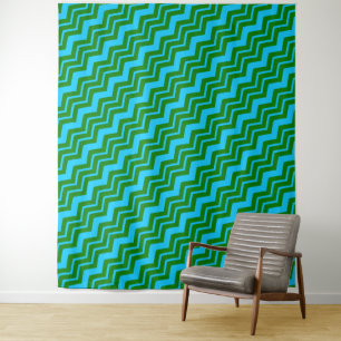 Tapete De Parede Design em Zigue-Zague com Chevron Azul Verde