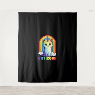 Tapete De Parede Design engraçado de um unicórnio de gato giro Cati