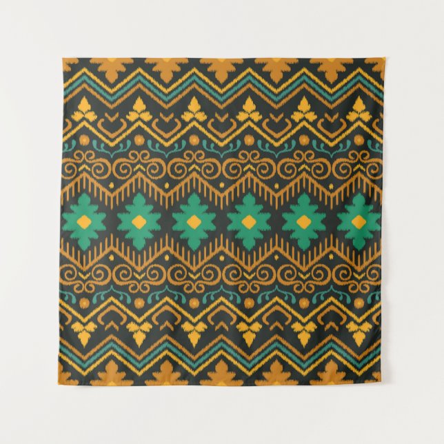 Tapete De Parede Design Étnico Tecido Ikat bordado (Frente)