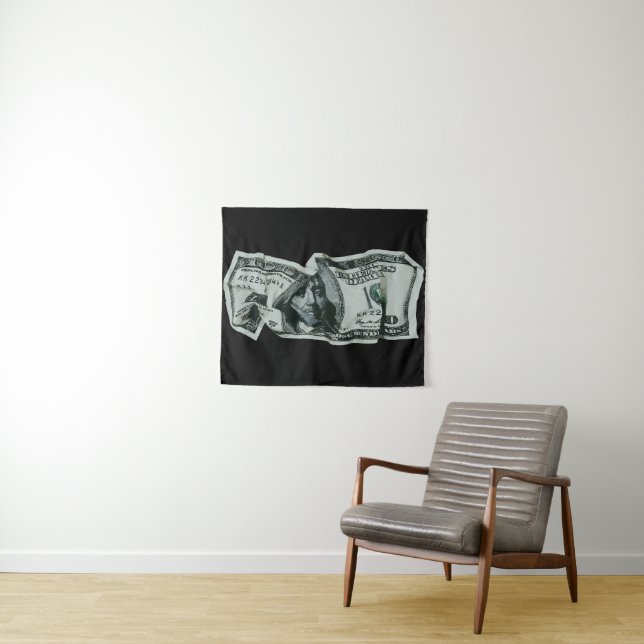 Tapete De Parede Design Moderno de Nota de $100 Amassada (In Situ (Horizontal))