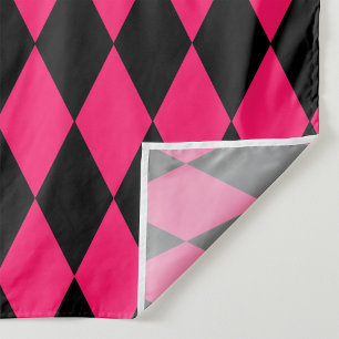 Tapete De Parede Design Xadrez Diamantes Harlequim Preto Rosa