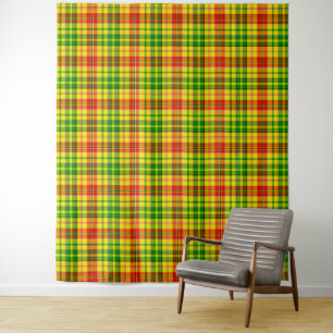 Tapete De Parede Design Xadrez Escocês Amarelo Vermelho Verde
