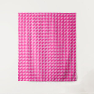 Tapete De Parede Design Xadrez Pé de Perdiz Rosa Quente
