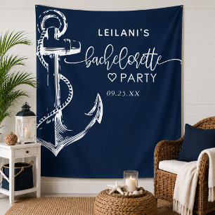 Tapete De Parede Despedida de Solteira Âncora Náutica Navy