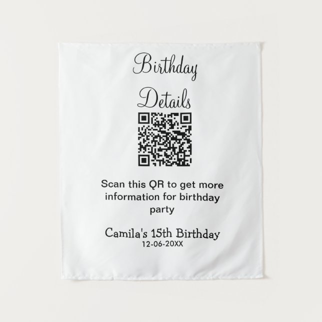 Tapete De Parede detalhes da festa de aniversário do qr scan modern (Frente)