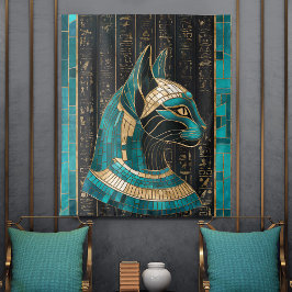 Tapete De Parede Deusa Gato Egípcia Bastet - Arte Mosaica