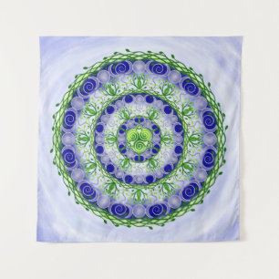 Tapete De Parede Deusa Lua Verde e Azul Tripla Mandala