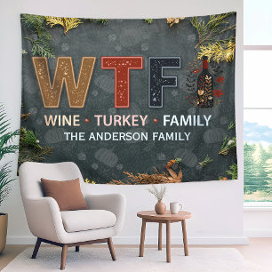 Tapete De Parede Dia de Ação de Graças Família Peru Vinho WTF Engra