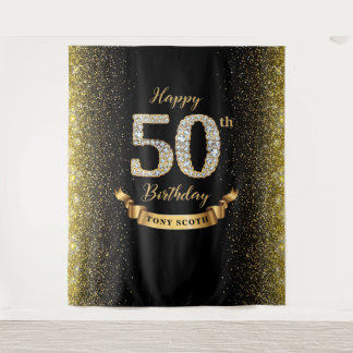 Tapete De Parede Diamond Black e Dourado 50º Aniversário