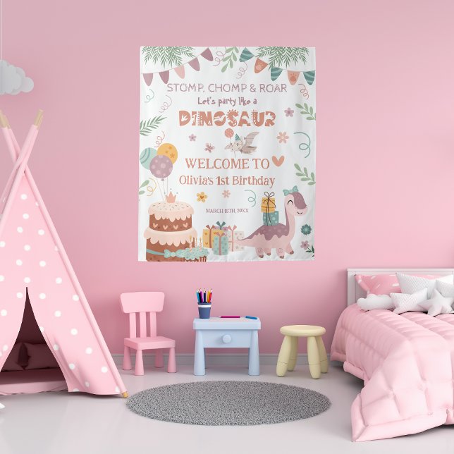 Tapete De Parede Dino Roar Pastel Aniversário Bem-vindo (Criador carregado)