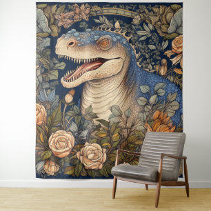Tapete De Parede Dinossauro e flores estilo art nouveau