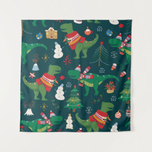 Tapete De Parede Dinossauro T-Rex: Ano Novo de Natal.