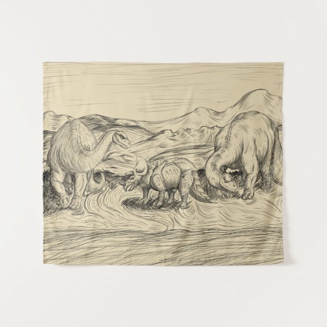 Tapete De Parede Dinossauros Clássicos (Frente (Horizontal))