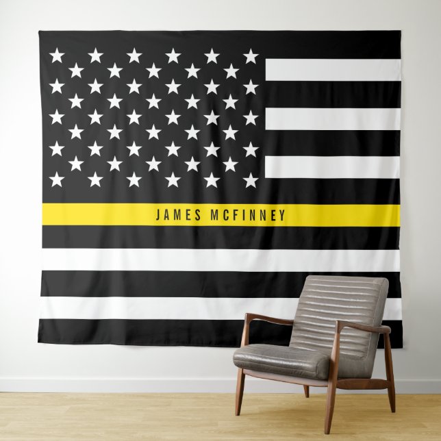 Tapete De Parede Dispatcher Thin Yellow Line American Flag Monogram (In Situ (Horizontal))