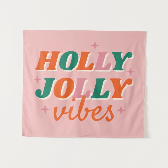 Tapete De Parede Diversão Holly Jolly Vibes Design de Natal (Frente (Horizontal))