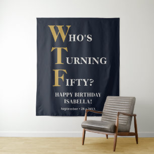 Tapete De Parede Divertido Aniversário de 50 anos WTF Humorístico A
