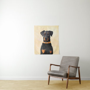 Tapete De Parede Doberman Pinscher Pintura Original Descortada