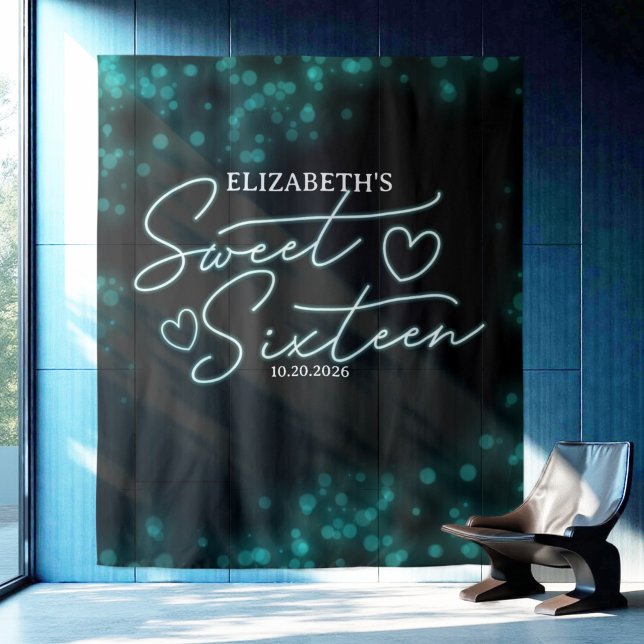 Tapete De Parede Doce 16 Bday Teal Neon Brilhante (Criador carregado)