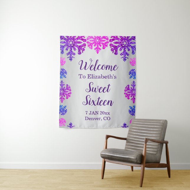 Tapete De Parede Doce 16 Floco de Neve de inverno Aniversário (In Situ)