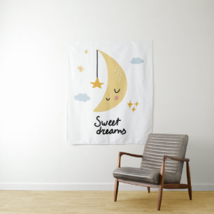 Tapete De Parede Doces Sonhos Lua e Estrelas
