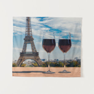 Tapete De Parede Dois copos de vinho com torre Eiffel