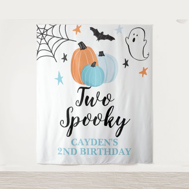 Tapete De Parede Dois segundos aniversários de Halloween Spooky Pum (Frente)