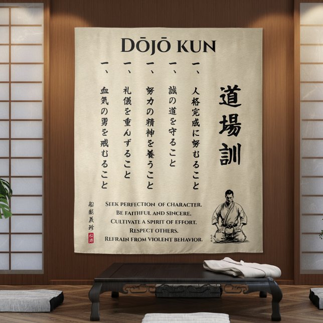 Tapete De Parede Dojo Kun – The Five Precepts of Karate (Criador carregado)