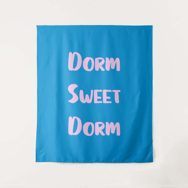 Tapete De Parede Dorme Doce e Bonita em Azul e Rosa (Frente)