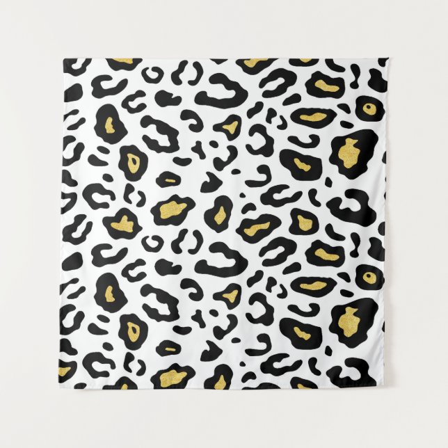 Tapete De Parede Dourada impressão leopardo, padrão perfeito. (Frente)
