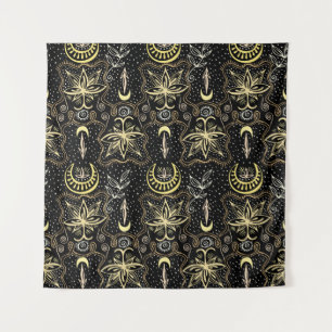 Tapete De Parede Dourada Lotus: Elegância Vintage Crescente.