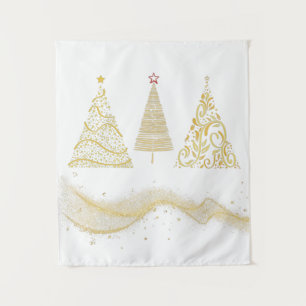 Tapete De Parede dourado de árvore de natal convite sazonal