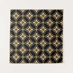 Tapete De Parede Dourado e Preto: Vintagem Floral Abstrato