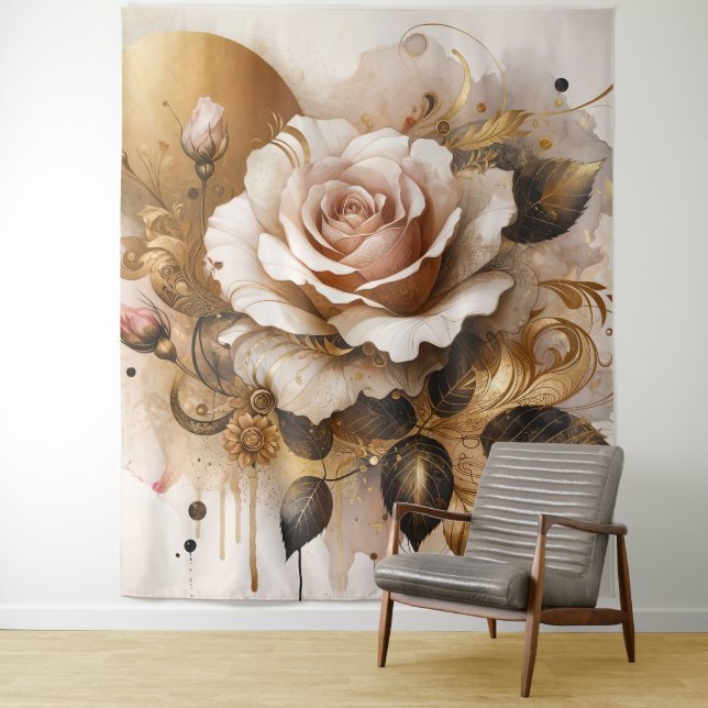 Tapete De Parede Dourado e Rosa de caxemira (In Situ)