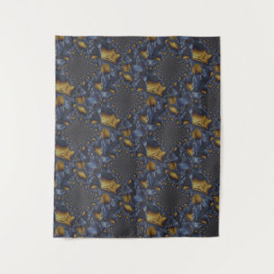 Tapete De Parede Dourado e Silver Blue Molten Metal