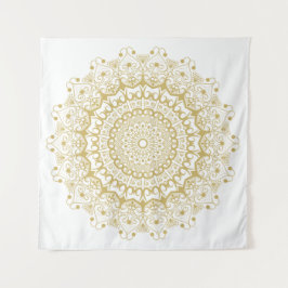 Tapete De Parede Dourado no padrão obrigatório do ornamentado branc